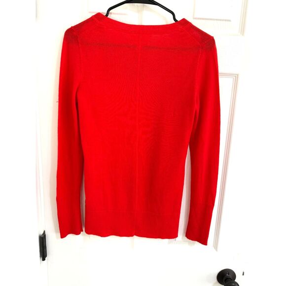 KENAR Superfine Merino Wool Womens Red V Neck Sweater SZ S - Picture 9 of 9